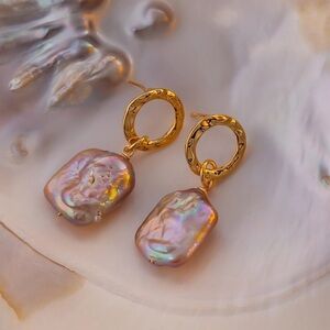 18K Gold Plated Baroque Style Hoop Earrings